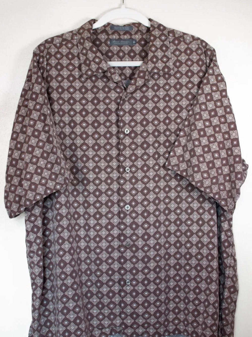 Daniel Cremieux Signature XL Brown Medallion Camp Shirt Resort Wear Old Money